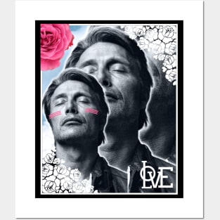 Mads Mikkelsen Sky and Roses Love Collage Posters and Art